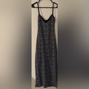 Elegant Black and White Patterned A-Line Dress